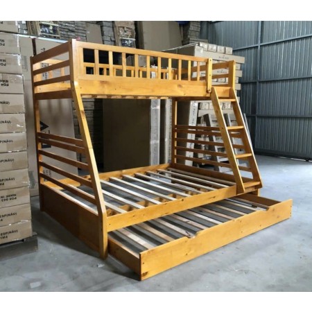 B129 Oak : Giường 3 Tầng Leo Thang - 1m / 1m4